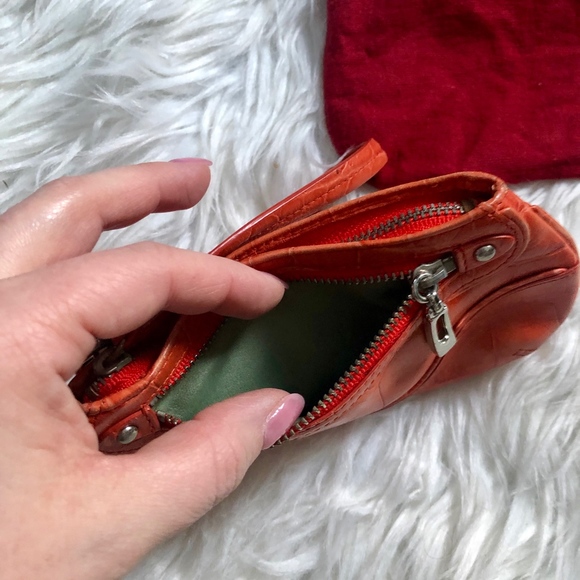 { Cole Haan } Orange Leather Wristlet - Picture 2 of 5